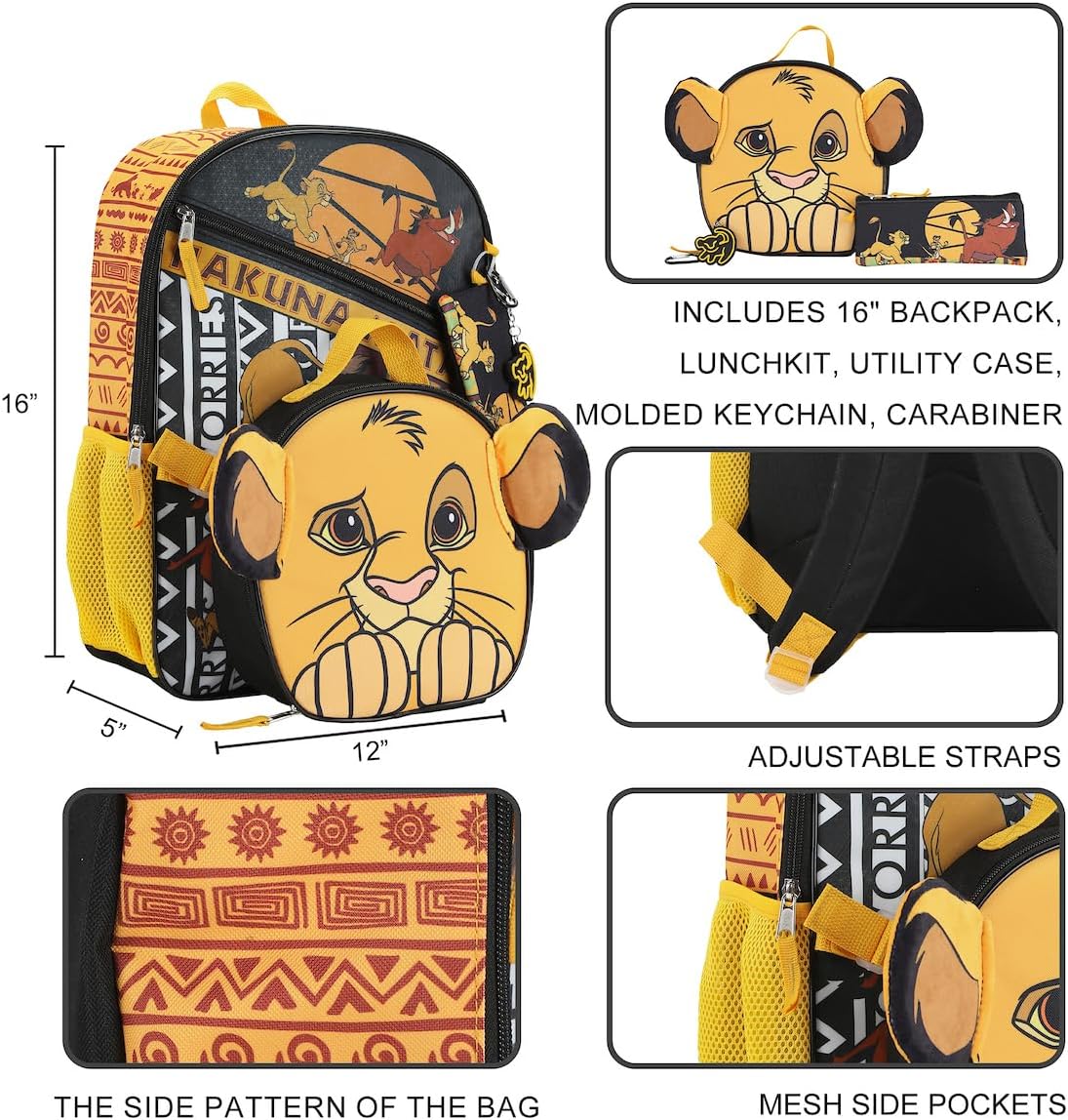 Juego de mochila y lonchera de 5 piezas