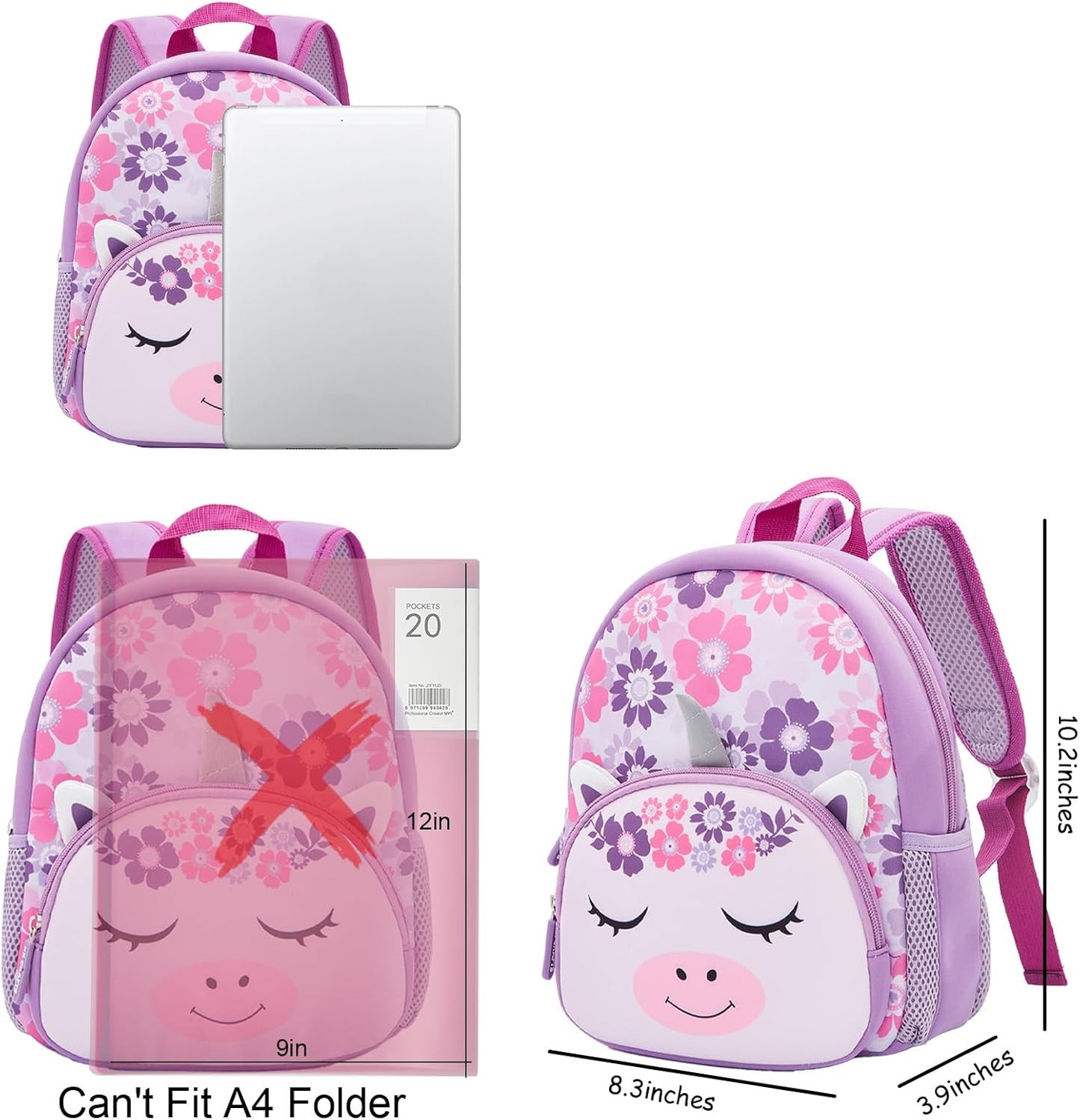 Mochila preescolar 10.2 Pulgadas de alto