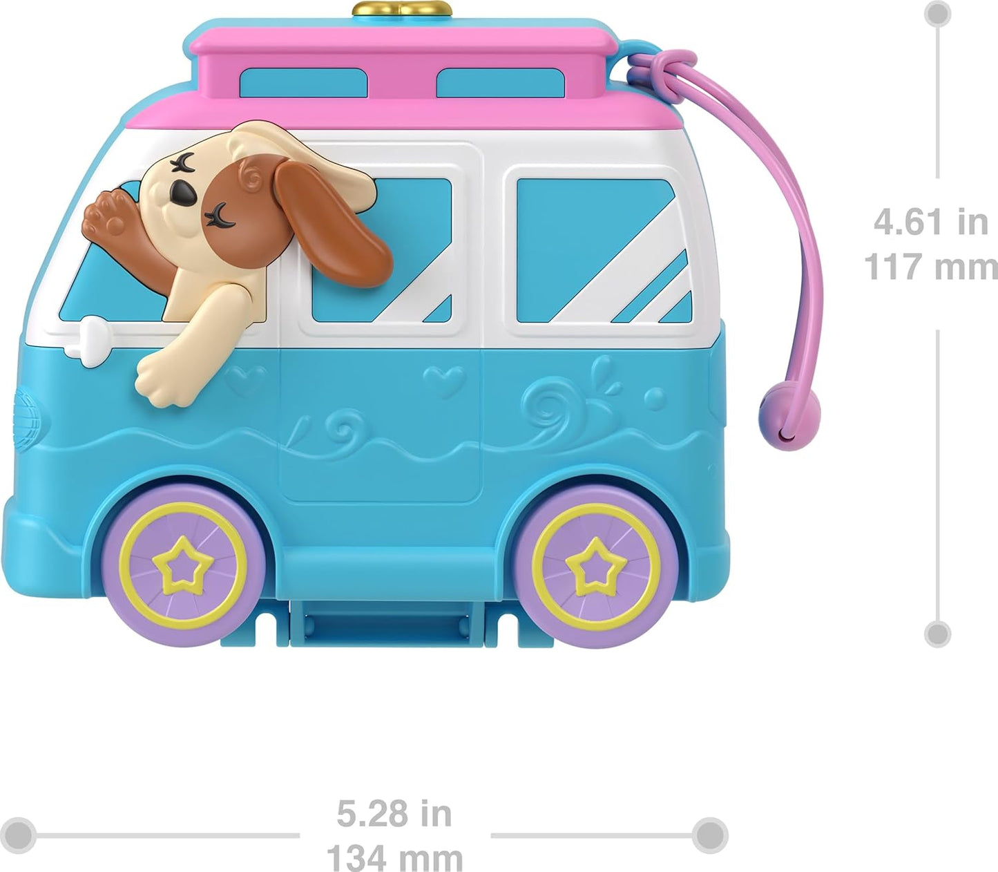 Polly Pocket Muñecas y juegos de juego, paseo de cachorro junto al mar compacto con 11 accesorios