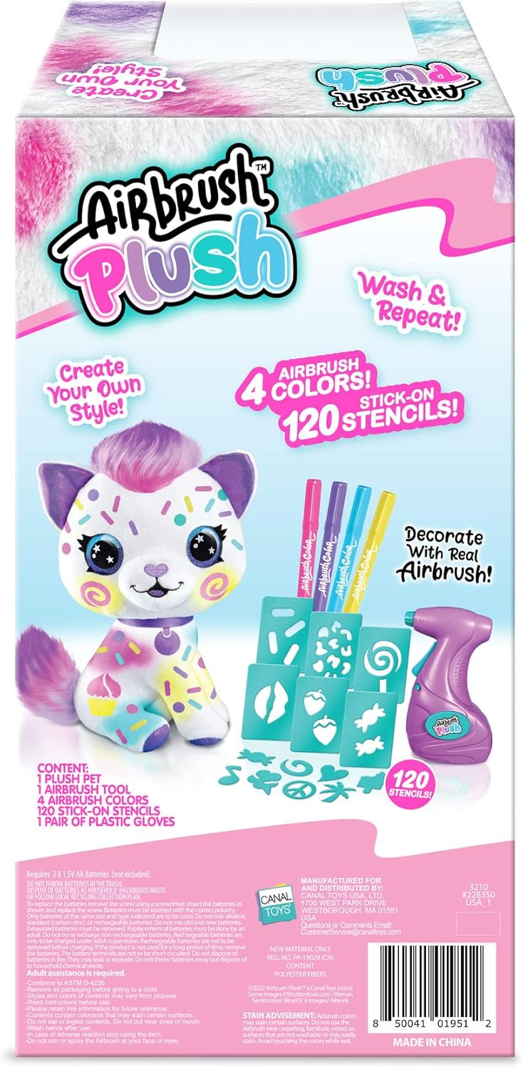 Canal Toys Personaliza el gatito grande de peluche con aerógrafo. Decora, lava, repite.