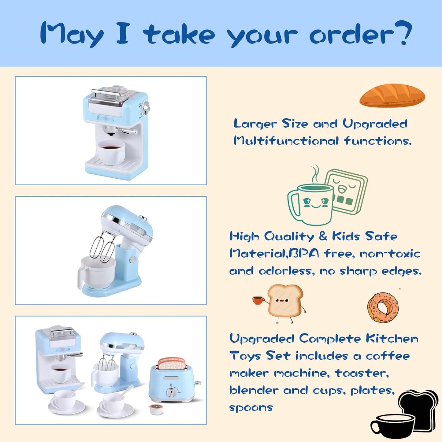 juguetes de cocina juego de electrodomésticos de cocina con cafetera, mezclador, tostadora