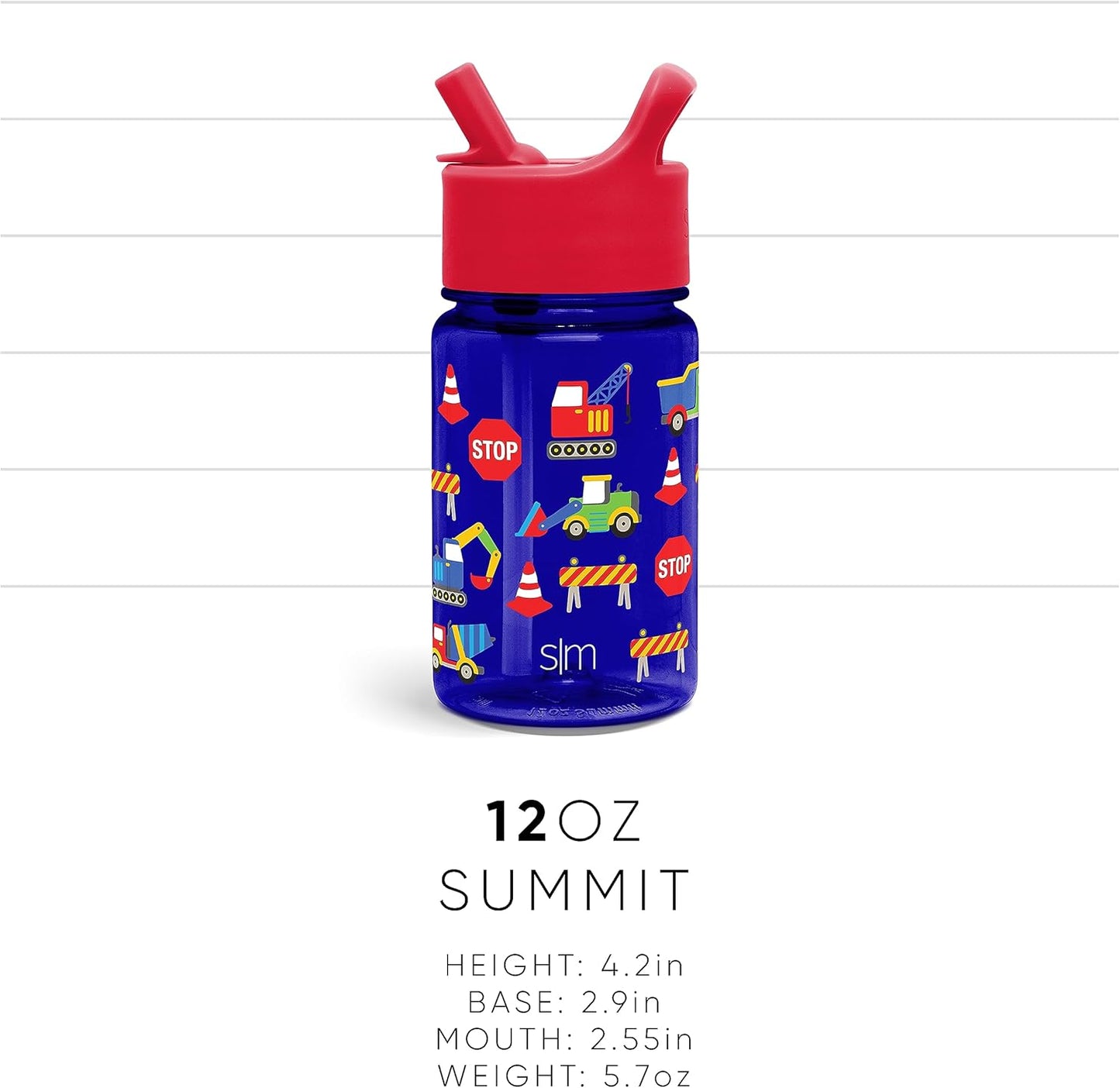 Simple Modern - Botella de agua para niños pequeños con tapa para pajilla o para sorber, vaso de plástico 12 oz