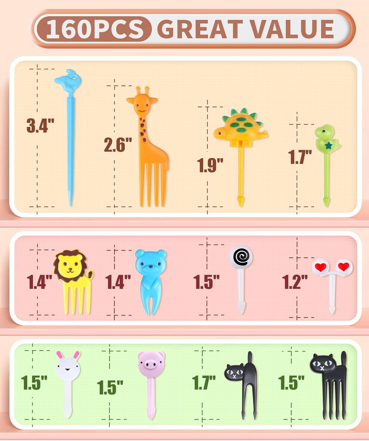 160PCS Mini tenedores para meriendas creativas
