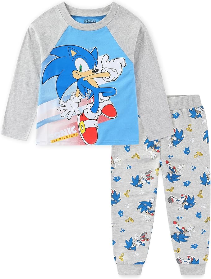 SEGA Sonic the Hedgehog - Conjunto de camisa de manga larga y pantalones de rizo francés