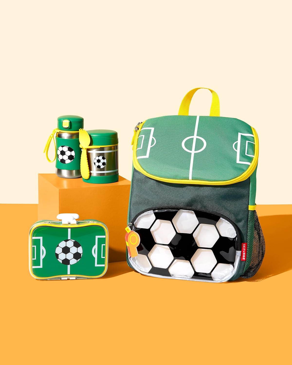 Skip Hop botella con popote de acero inoxidable, fútbol