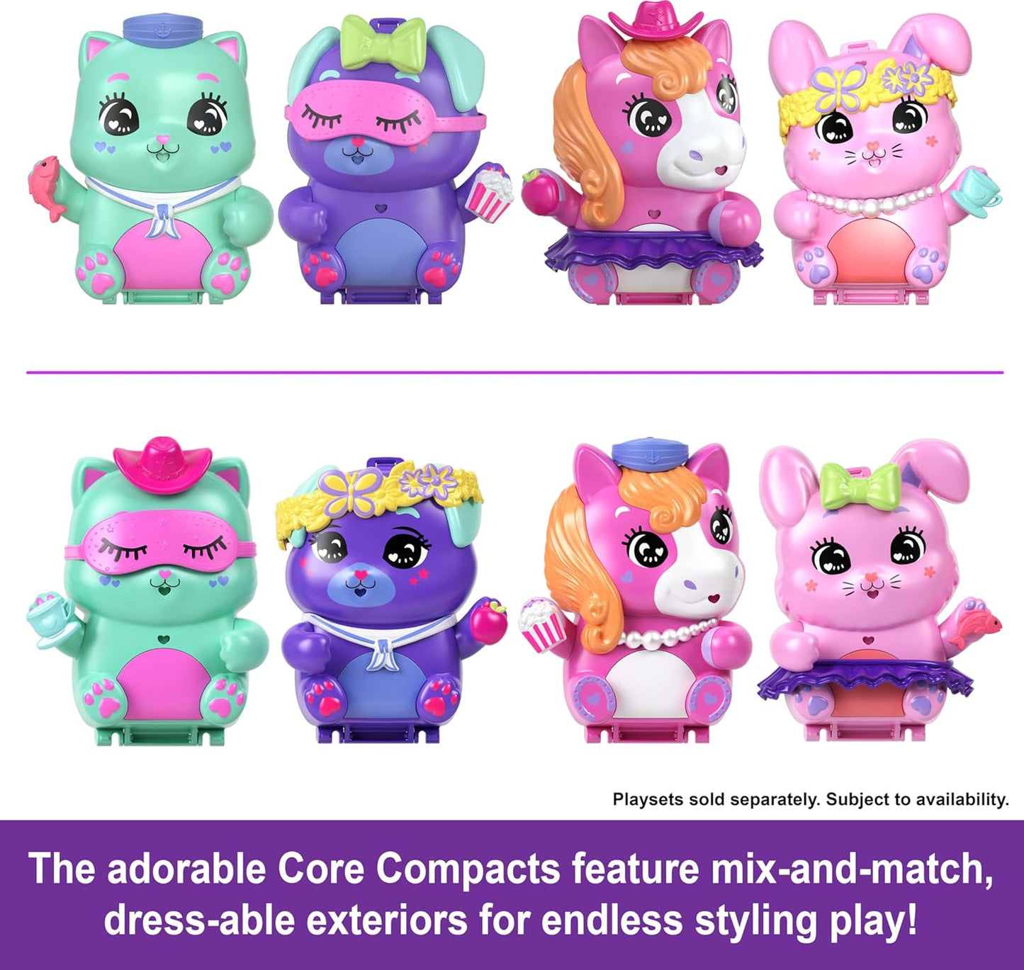 Polly Pocket Muñecas y juego de pijamadas, compacto para cachorros, juguete de viaje con 1 micro muñeca, perros de mascotas