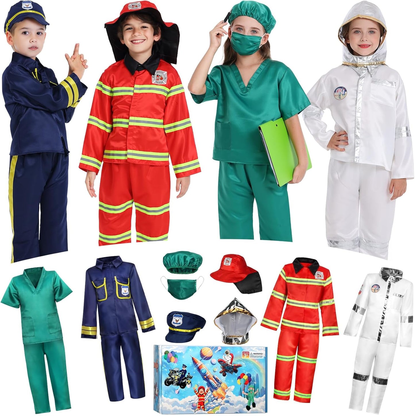 Ropa de vestir para niños de 3-6 Años, juego de rol 4 en 1