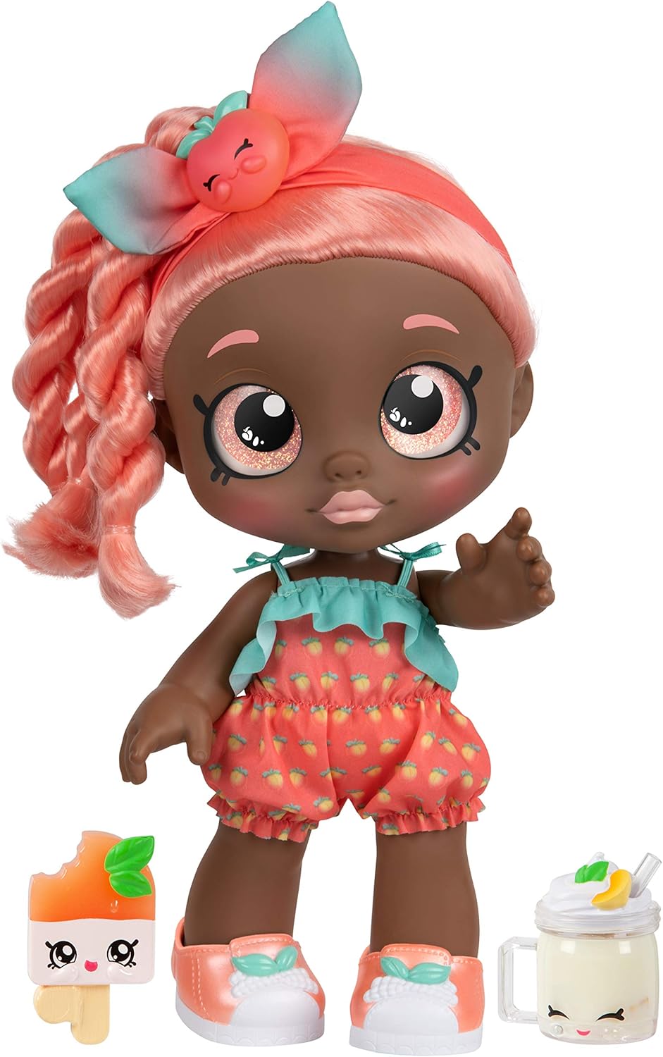 Kindi Kids Snack Time Friends - Muñeca de juego preescolar, duraznos de verano