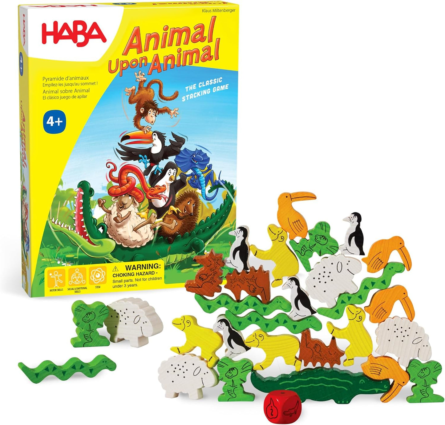 HABA Animal Upon Animal - Juego clásico de apilamiento de madera