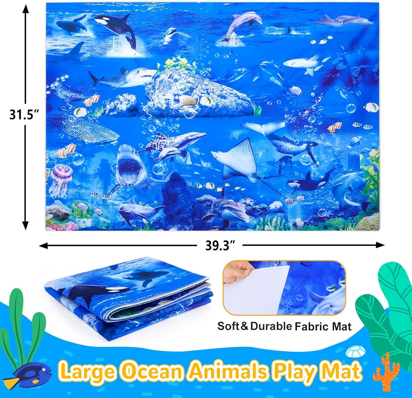 Juguetes de animales del océano para niños con alfombra