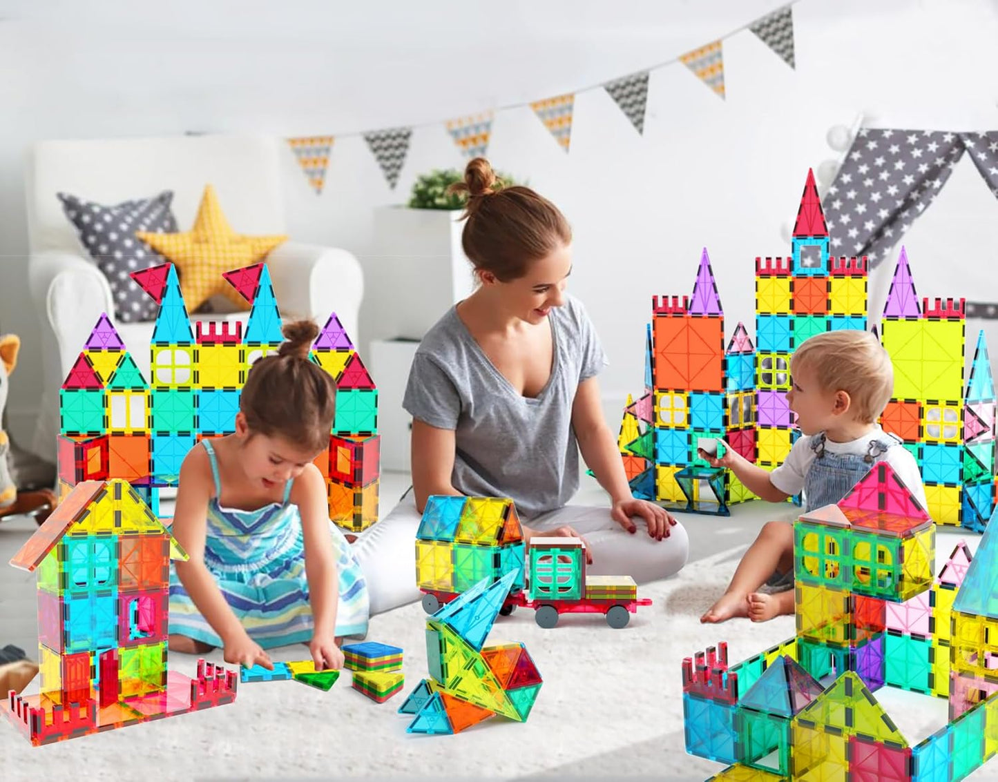 Juego de construcción de bloques magnéticos para niños, bloques de construcción con imanes