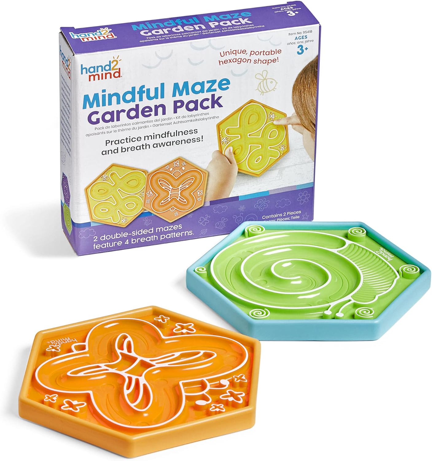 hand2mind Paquete de jardín de laberinto consciente, juguetes sensoriales táctiles, artículos para aliviar la ansiedad