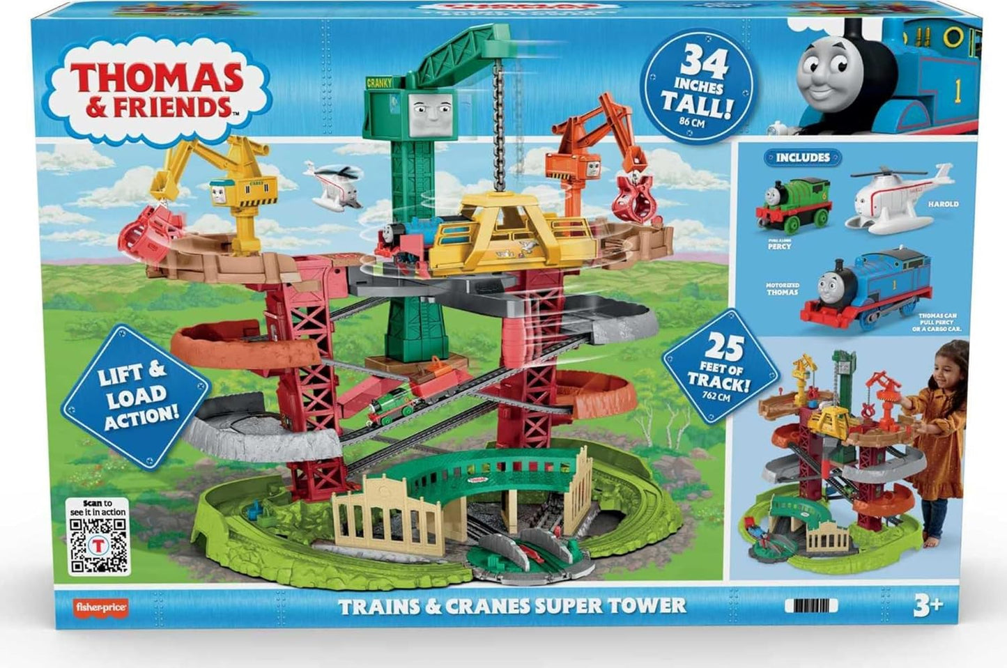 Thomas & Friends - Juego de supertorre con trenes motorizados, grúas y pistas
