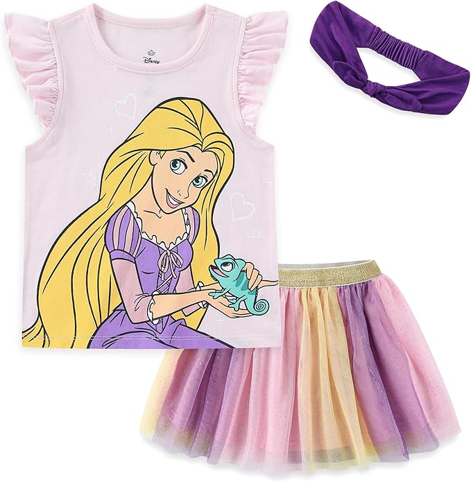 Disney Princess - Conjunto de camisa de manga corta y falda de tul