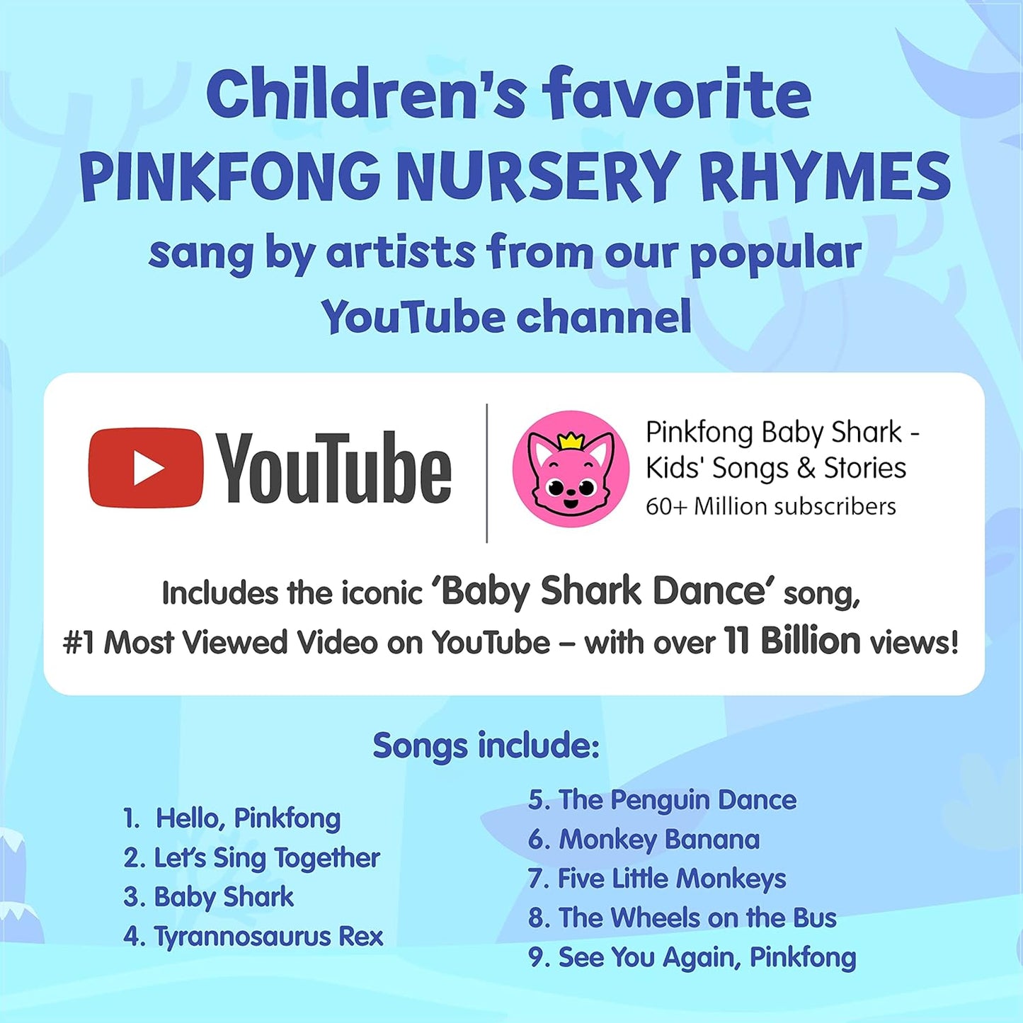 Pinkfong Libro de sonido de 10 botones para cantar Juguete Baby Shark