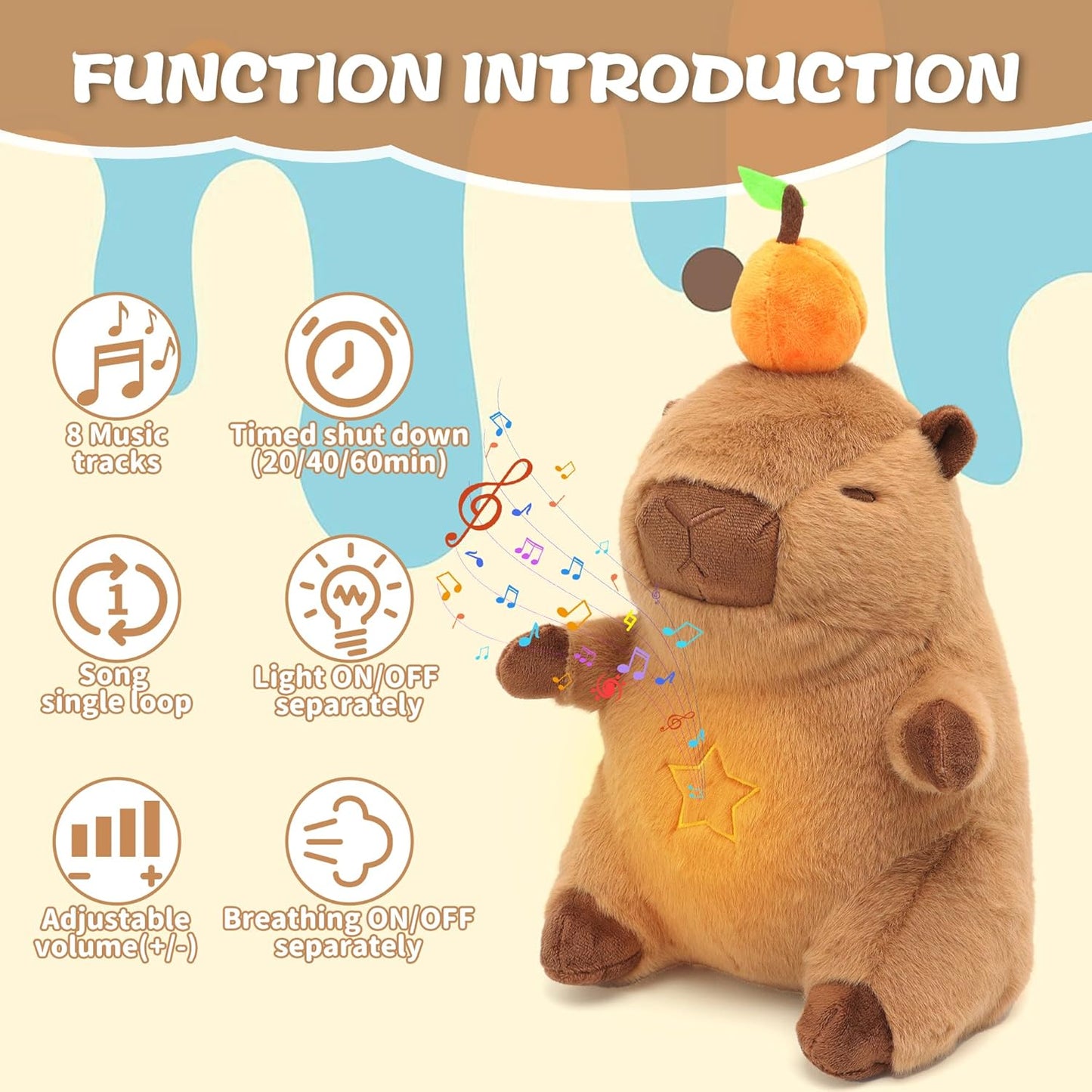Peluche que respira, con control y temporizador