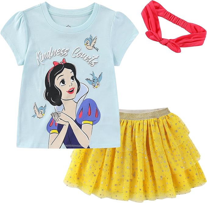 Disney Princess - Conjunto de camisa de manga corta y falda de tul