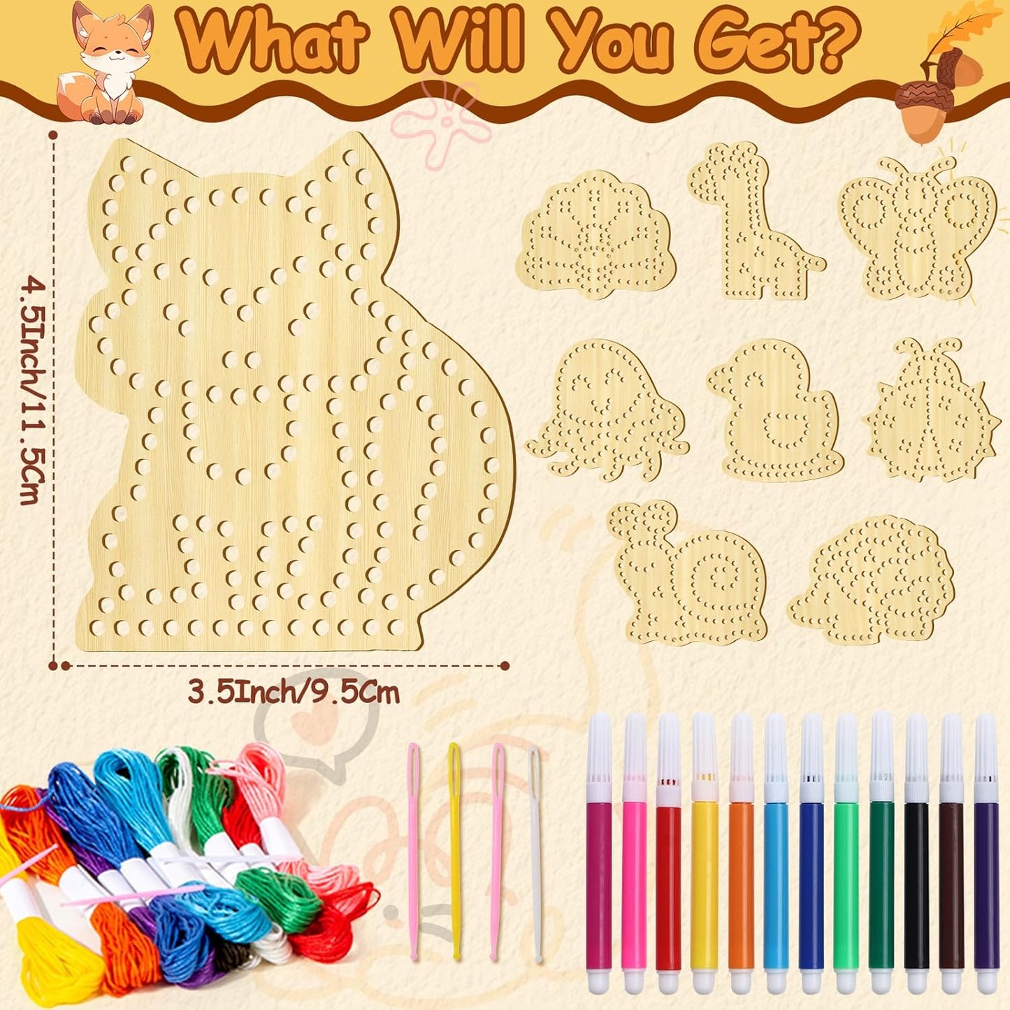 Juego de tarjetas de madera con cordones