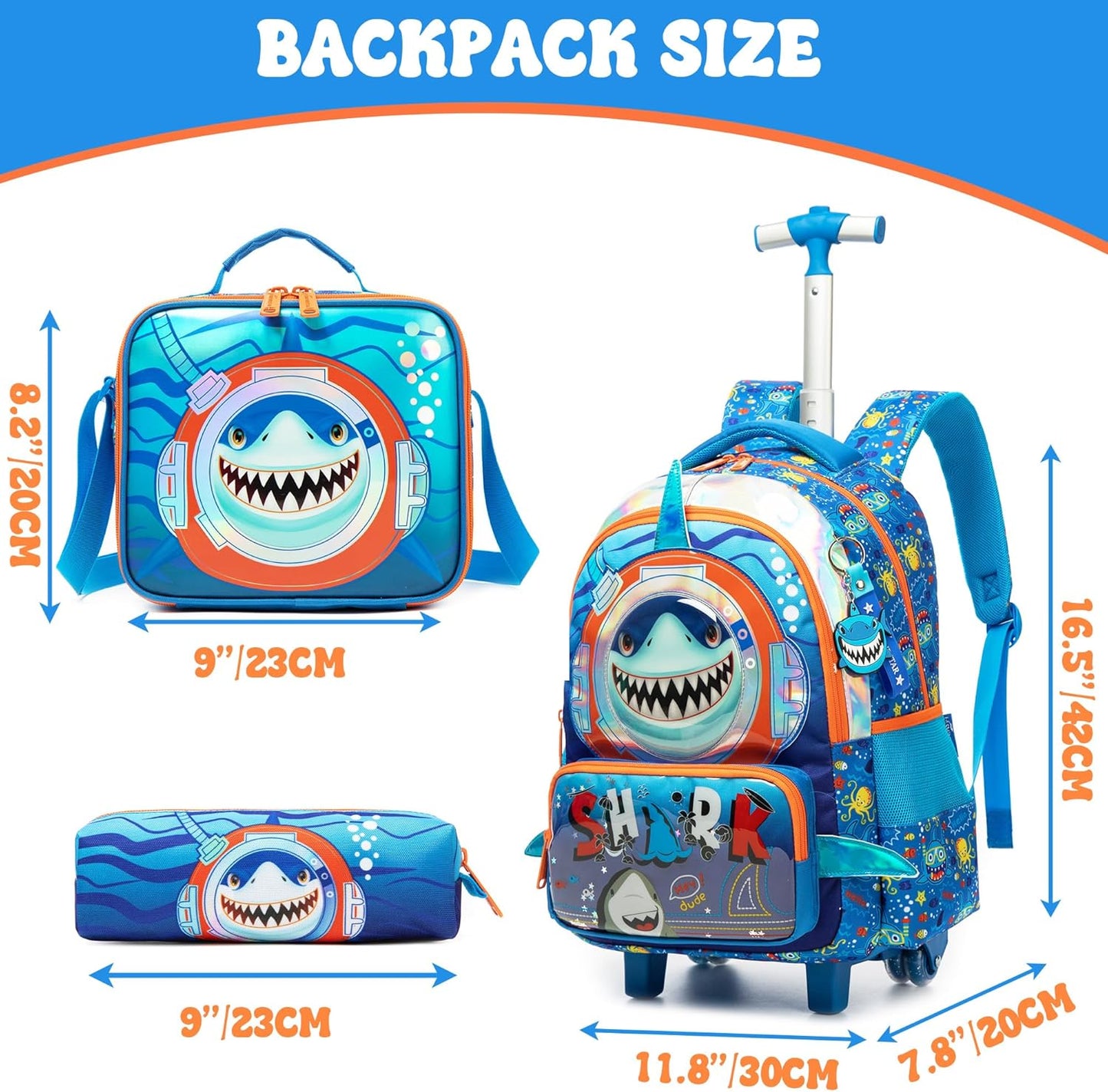 Set de Mochila con rueda 16.5 pulgadas, 3 piezas