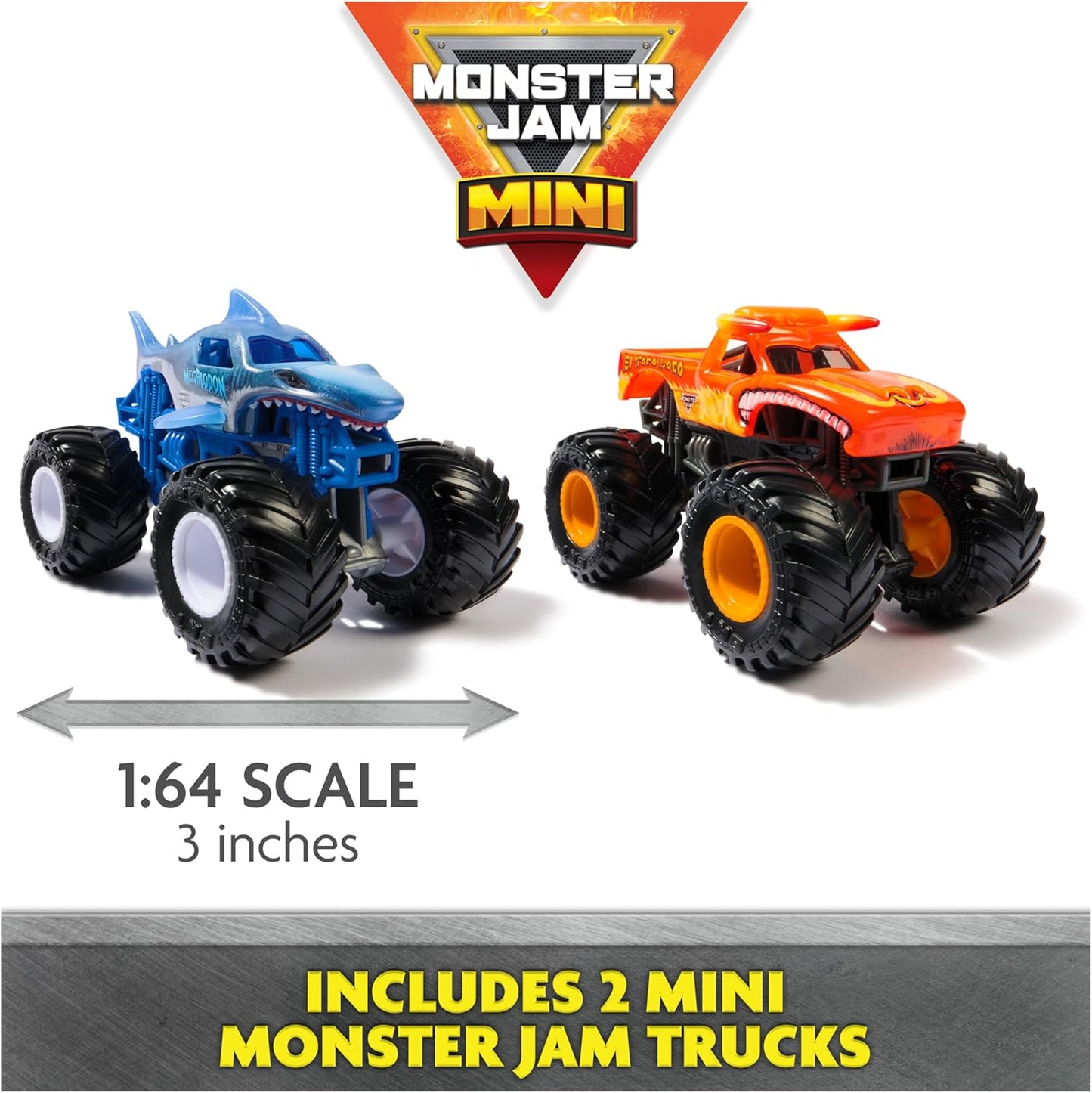 Monster Jam, Supercharge Speedway Playset, Megalodon y El Toro Loco