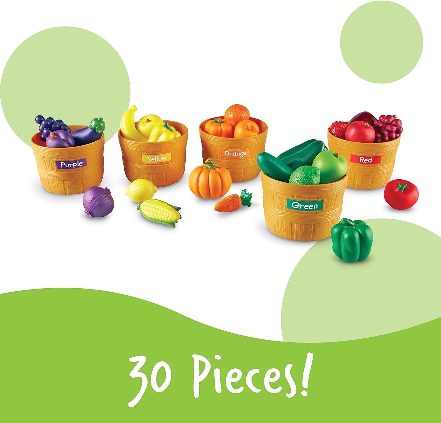 Farmer’S Market Color Sorting Set - 30 Pieces Age 18+ Months Toddler Learning Toys, Sorting Toys for Kids, Play Food,Easter Basket Stuffers