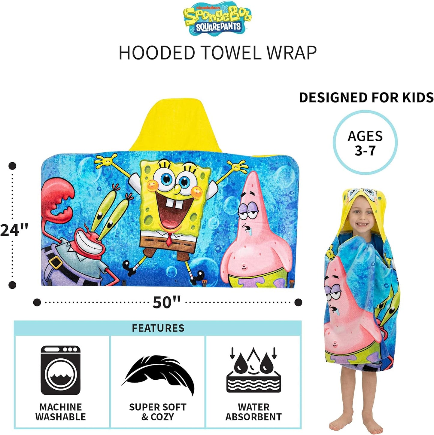 Toalla de rizo de algodón Bob esponja