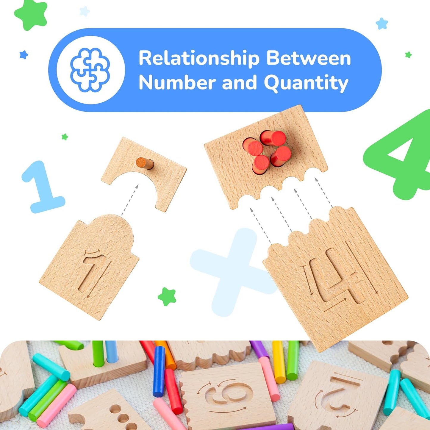Montessori - Clavijas de conteo y tablas de seguimiento de números