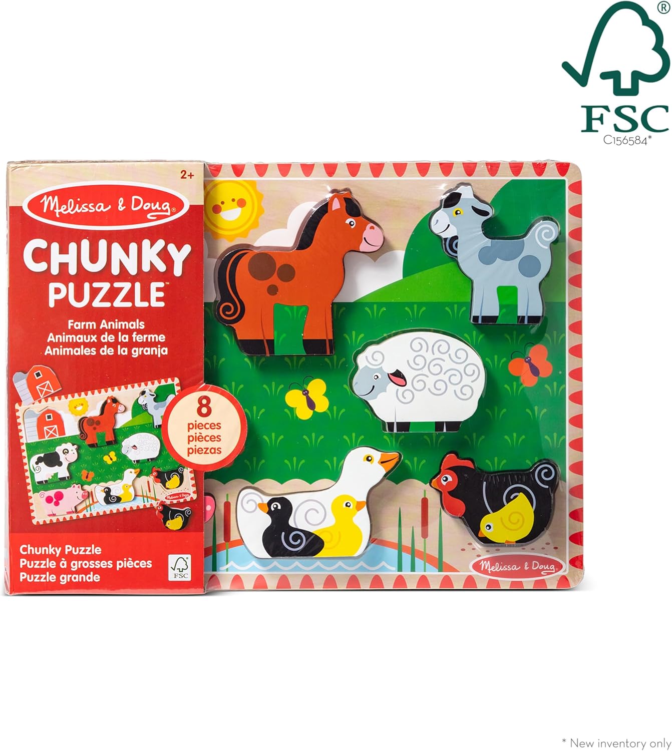 Melissa & Doug Rompecabezas grueso de madera de granja