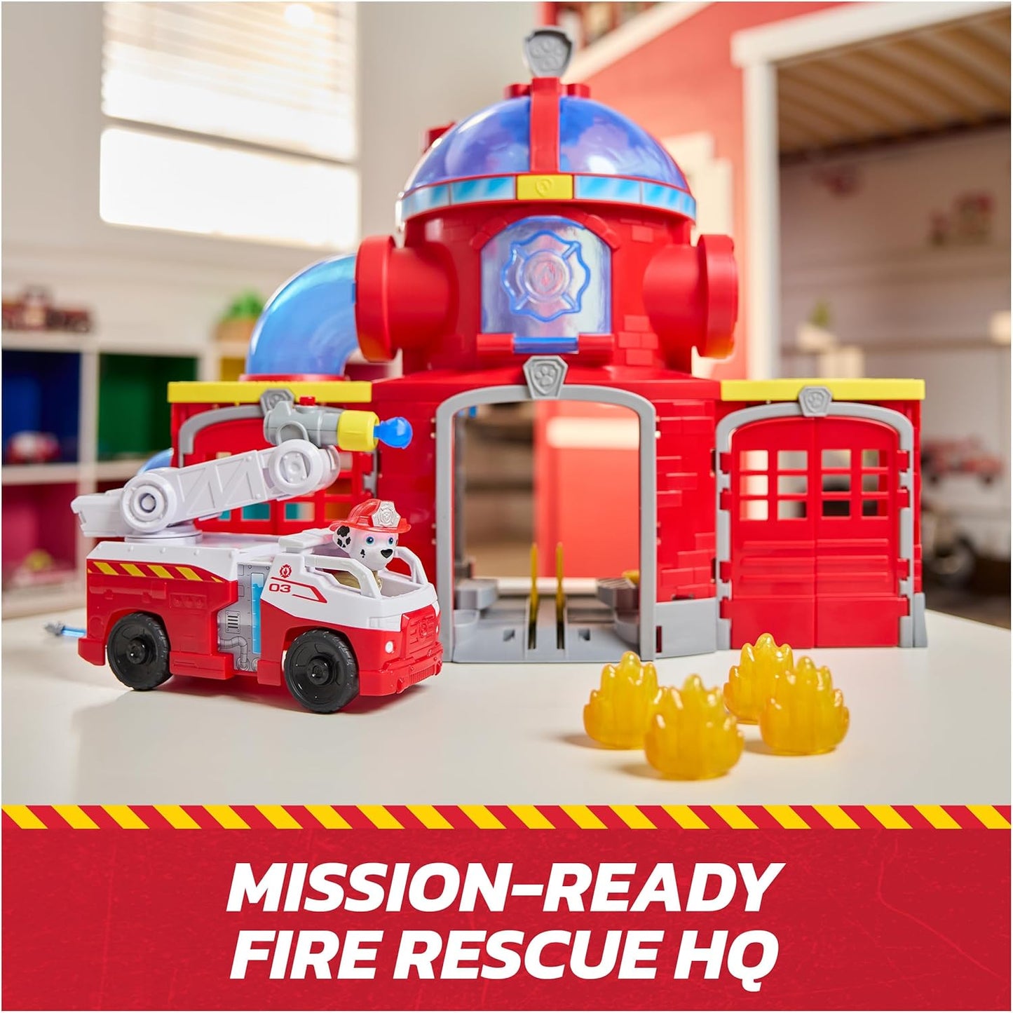 Paw Patrol Centro de comando de rescate de bomberos con figura de Marshall