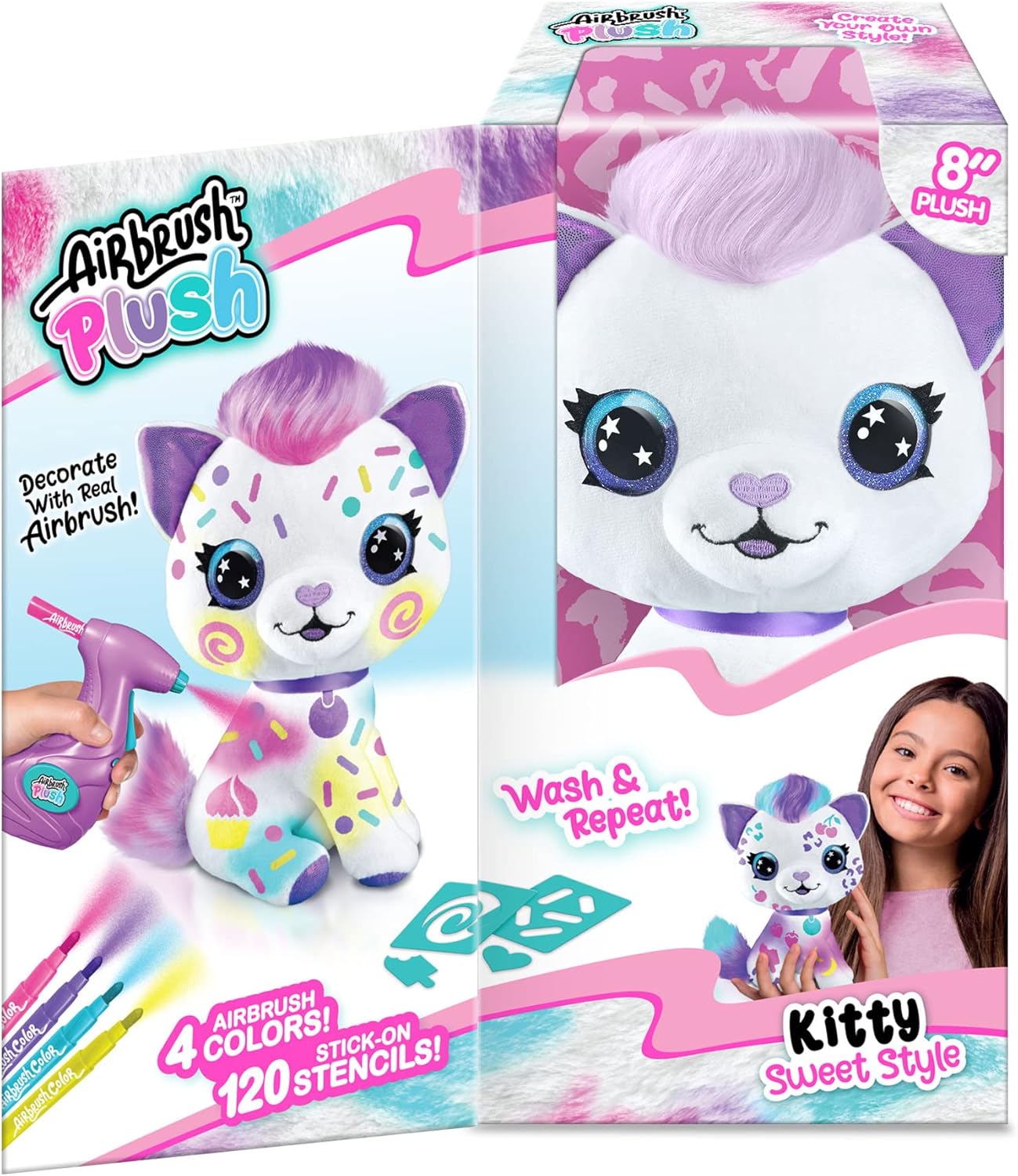 Canal Toys Personaliza el gatito grande de peluche con aerógrafo. Decora, lava, repite.
