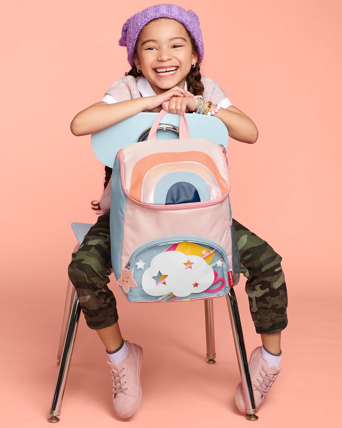 Skip Hop Mochila para niños grandes, arcoíris 14 Pulgadas