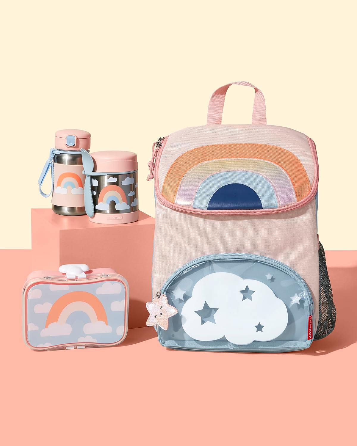Skip Hop Mochila para niños grandes, arcoíris 14 Pulgadas
