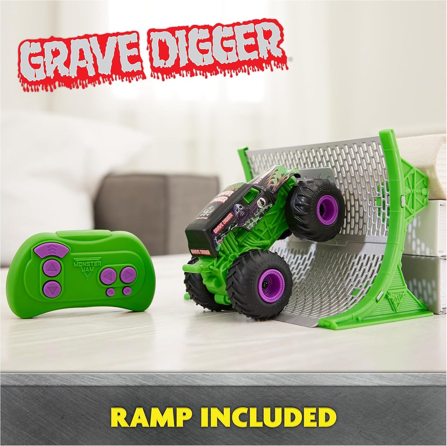 Monster Jam, Camión monstruo oficial de Grave Digger a control remoto con rampa