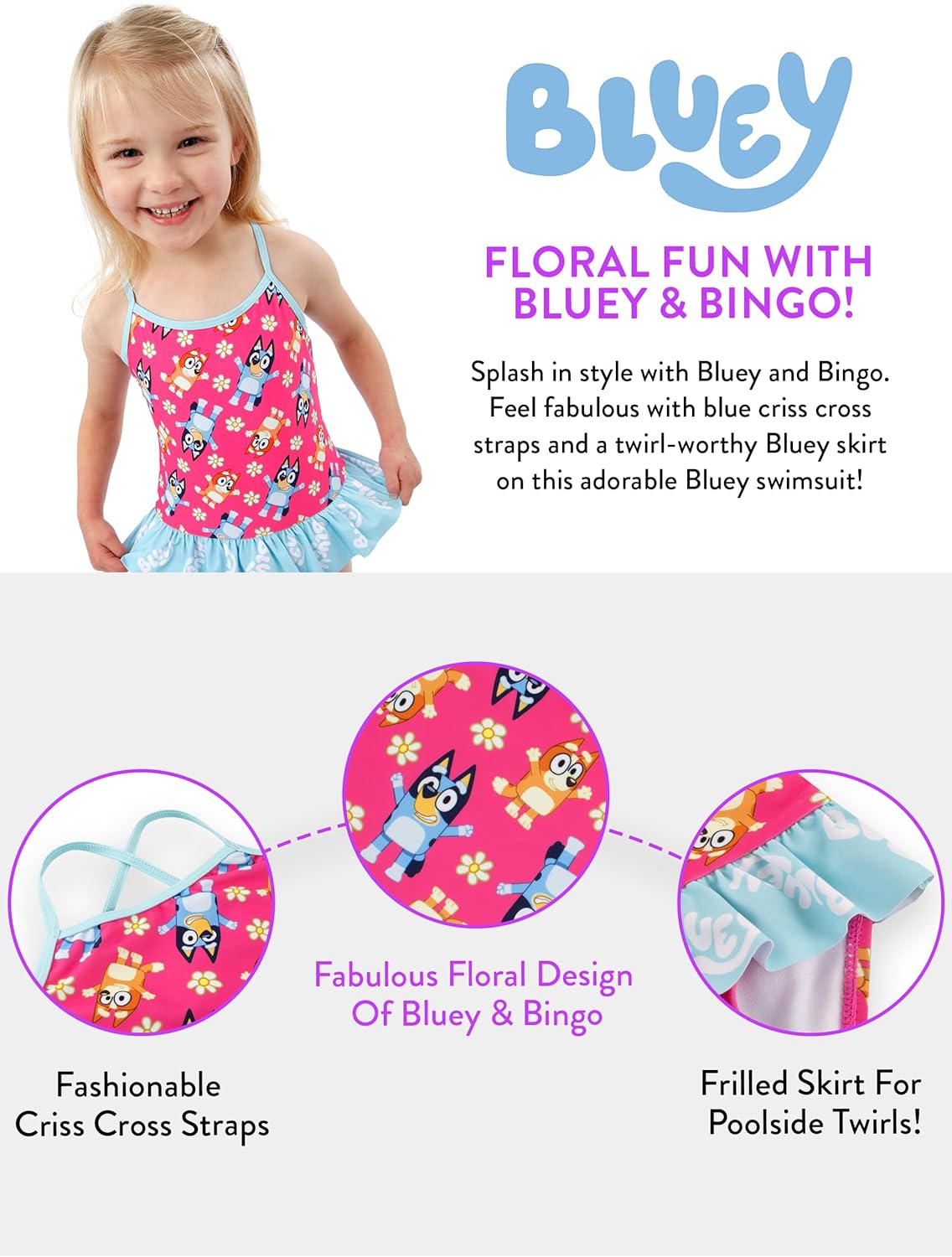 Bluey Traje de baño para niñas