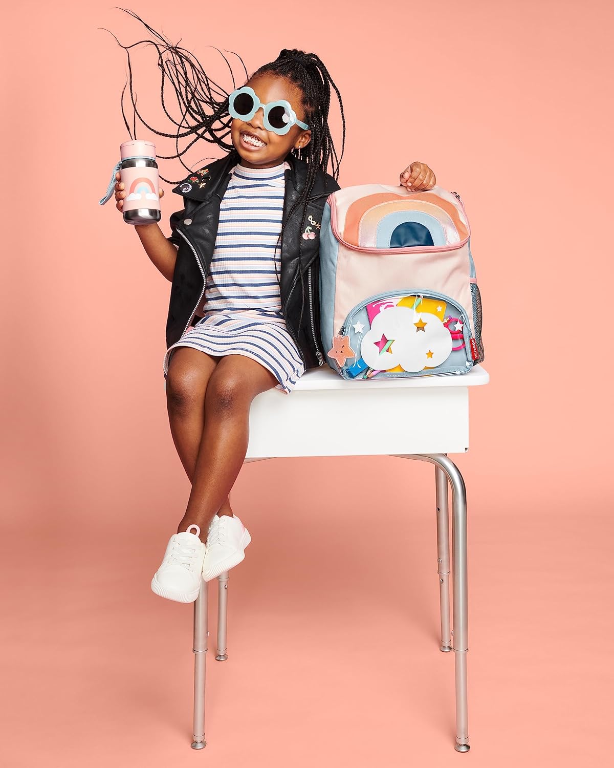 Skip Hop Mochila para niños grandes, arcoíris 14 Pulgadas