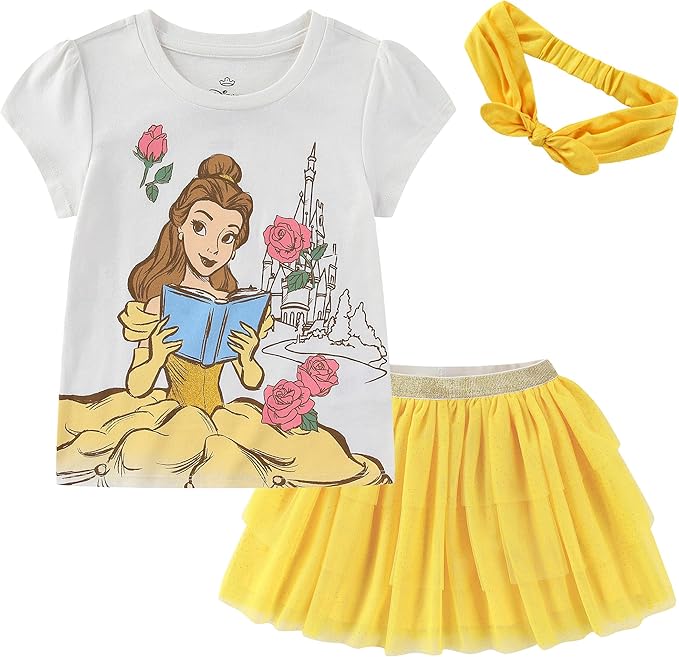 Disney Princess - Conjunto de camisa de manga corta y falda de tul