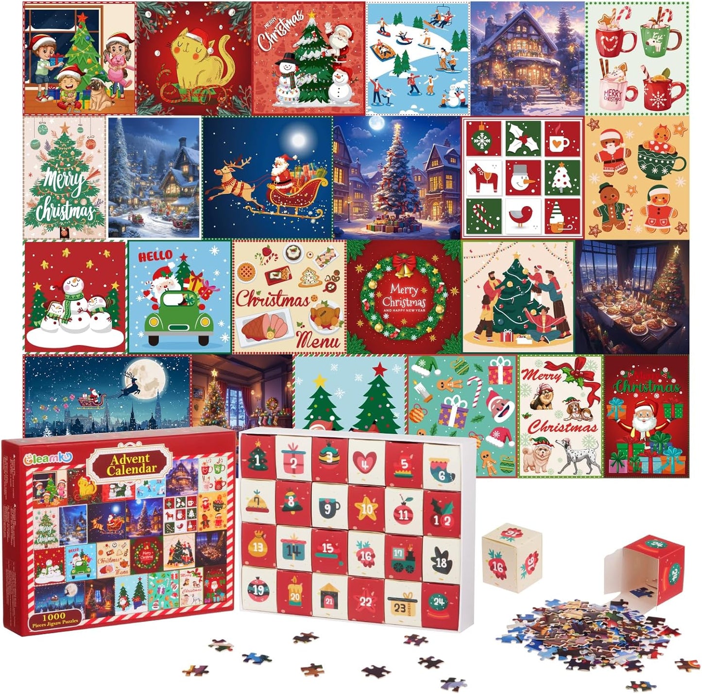 Calendario de Adviento rompecabezas de Navidad