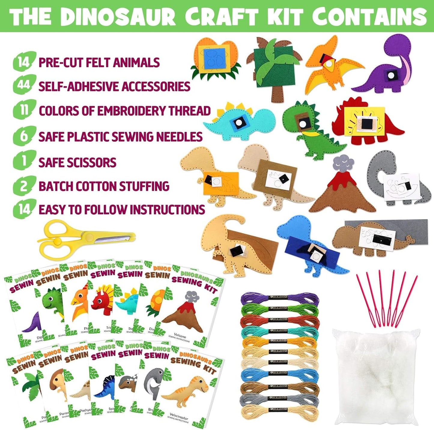 Kit de manualidades de costura de dinosaurio