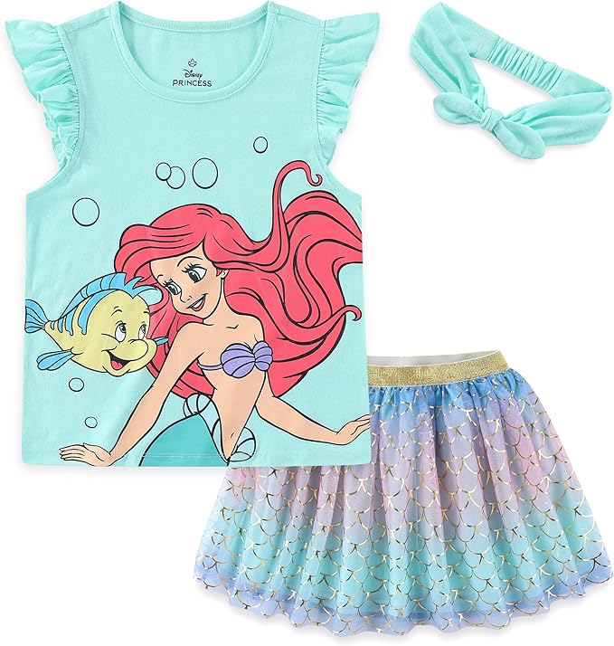 Disney Princess - Conjunto de camisa de manga corta y falda de tul