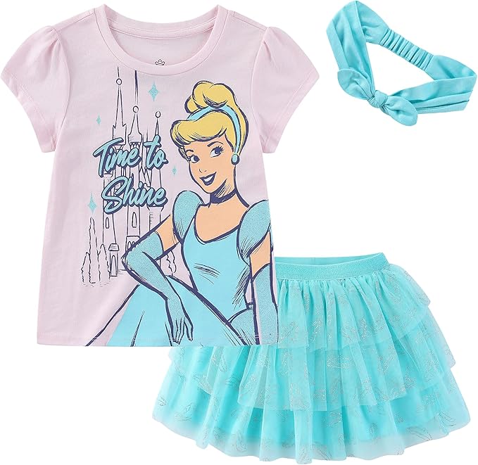 Disney Princess - Conjunto de camisa de manga corta y falda de tul
