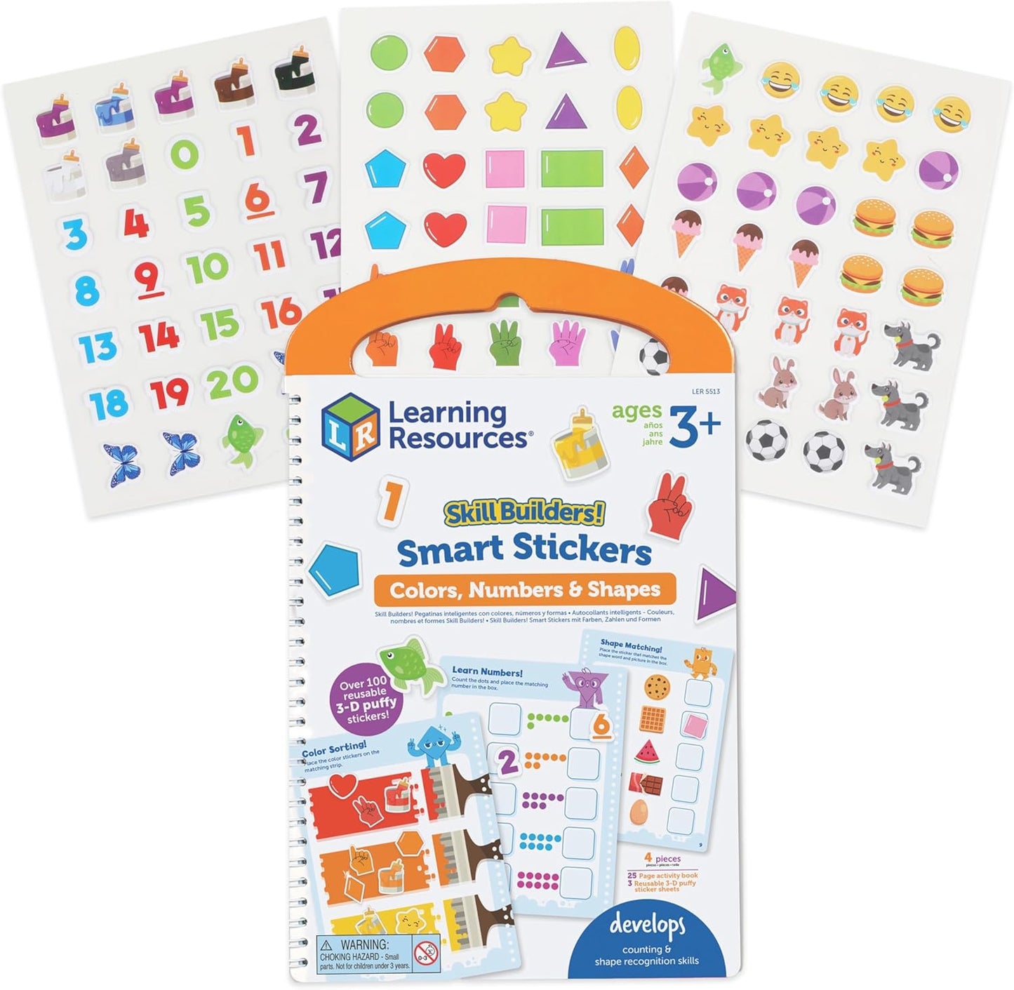 Learning Resources Skill Builders - Calcomanías inteligentes de colores, números y formas