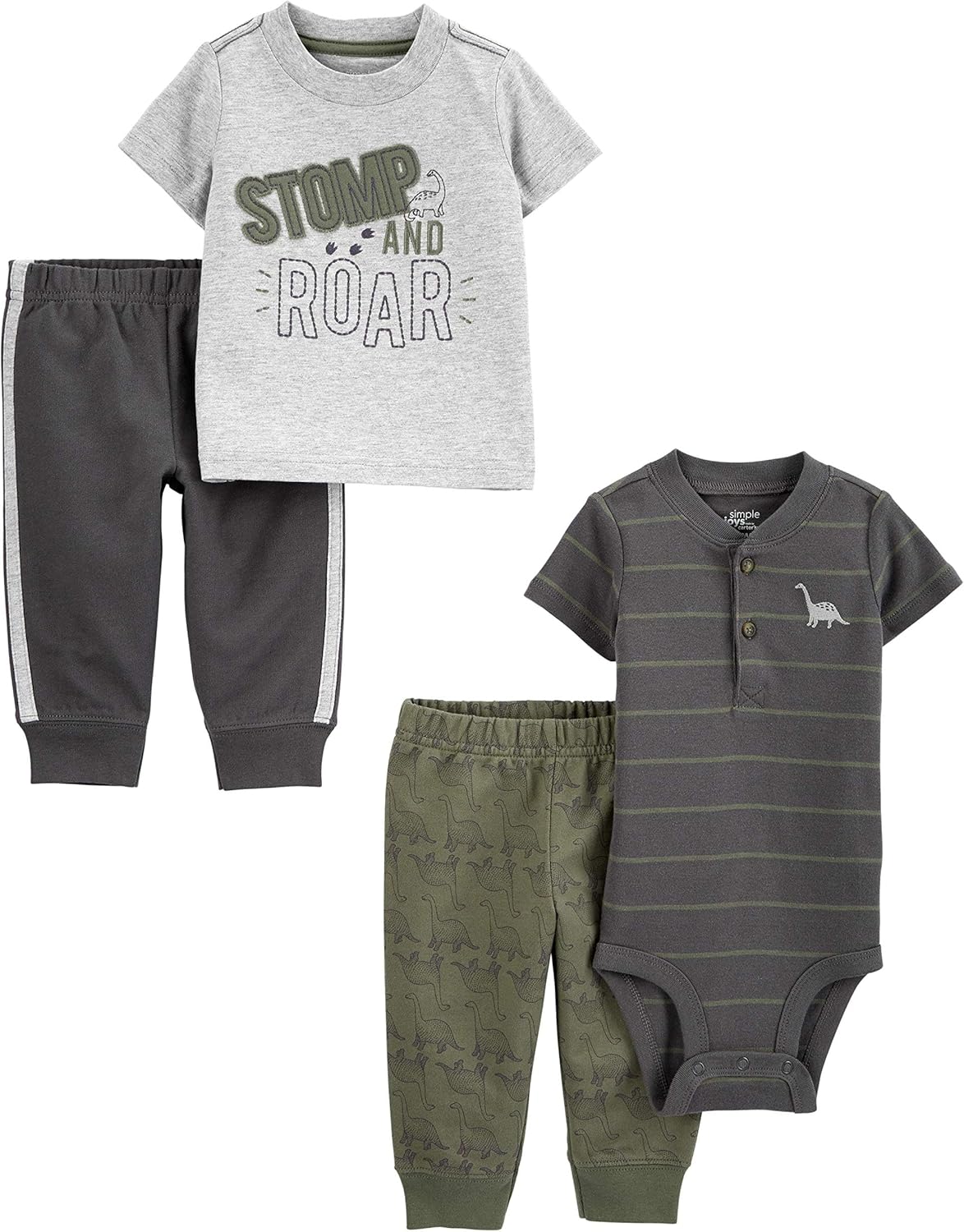 Conjunto de 4 piezas de body, top y pantalón para bebés