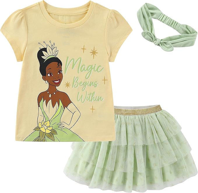 Disney Princess - Conjunto de camisa de manga corta y falda de tul