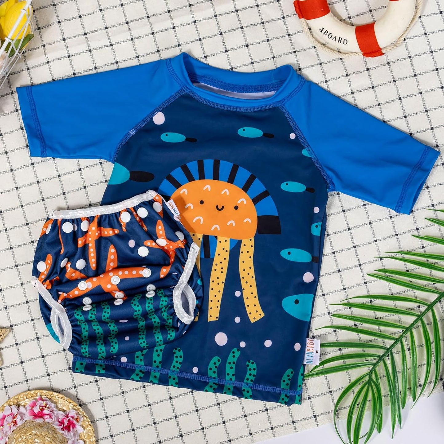ALVABABY Traje de baño pañal de natación reutilizable