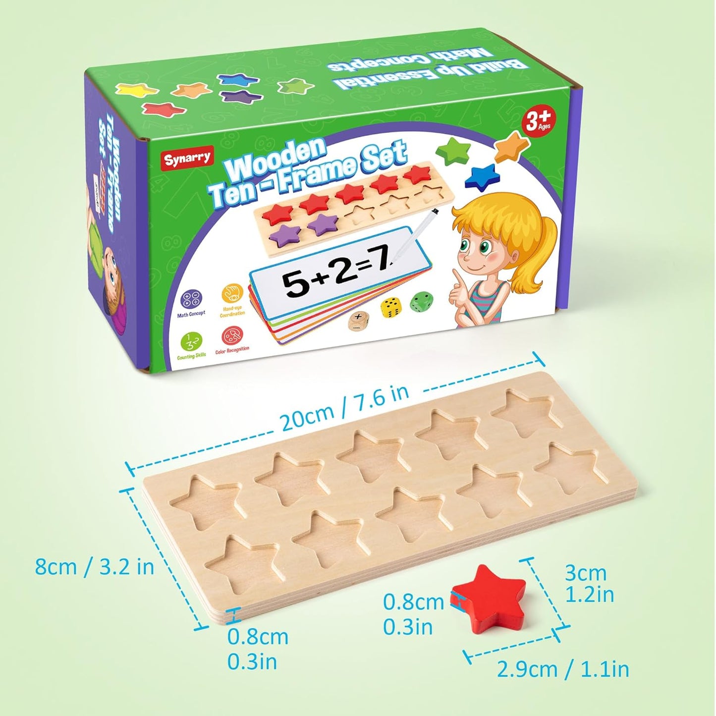 Juego de diez marcos de madera manipuladores matemáticos