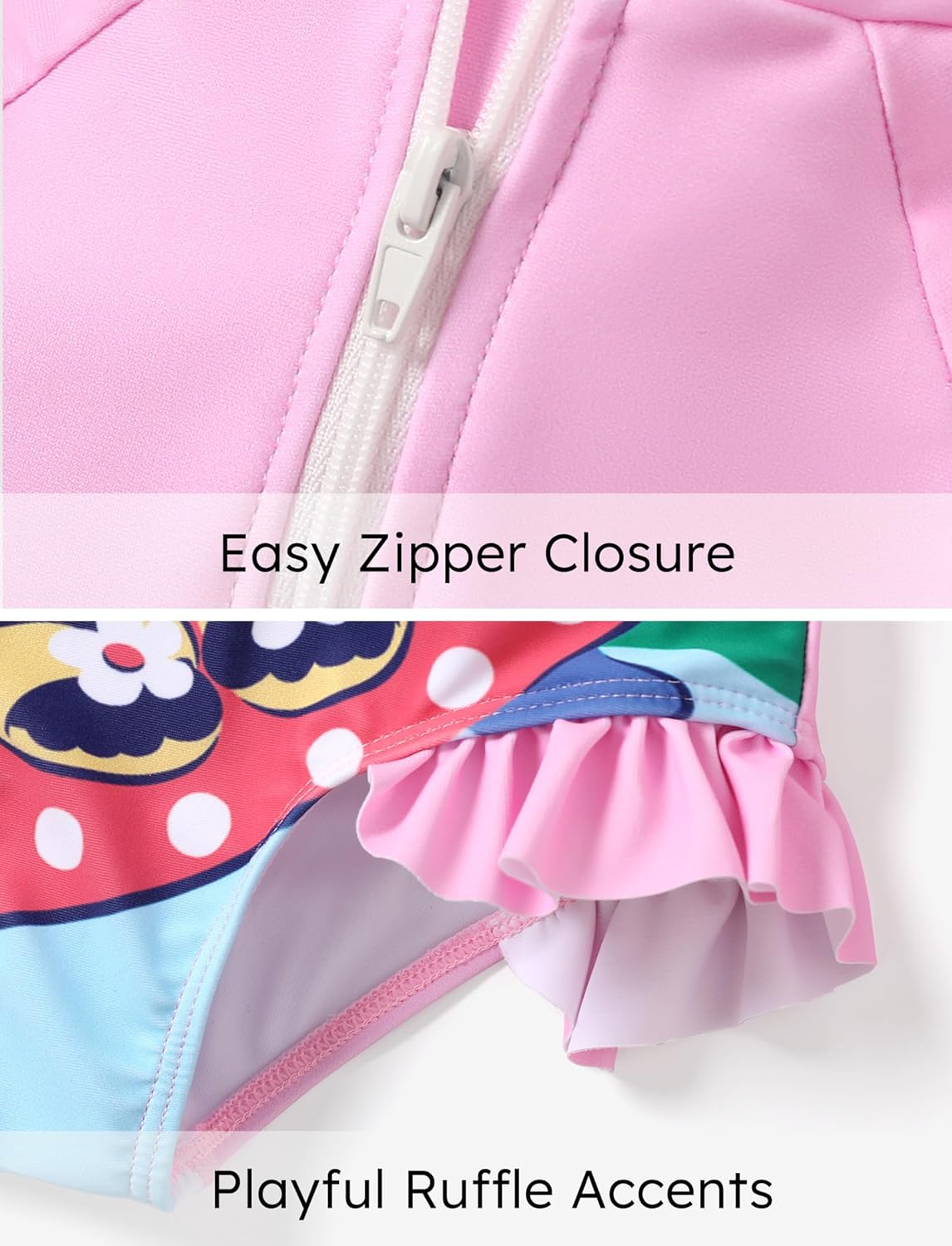 Disney - Traje de baño de manga larga de una pieza para niña