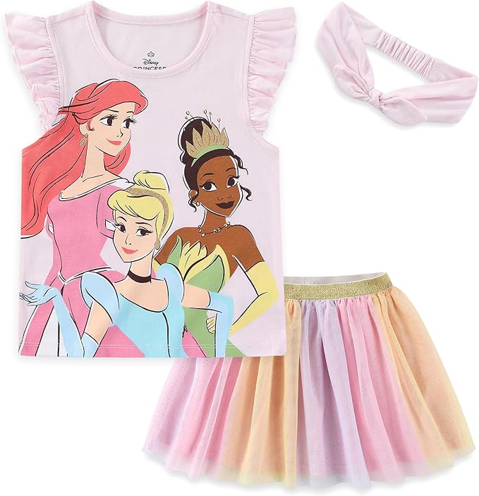 Disney Princess - Conjunto de camisa de manga corta y falda de tul