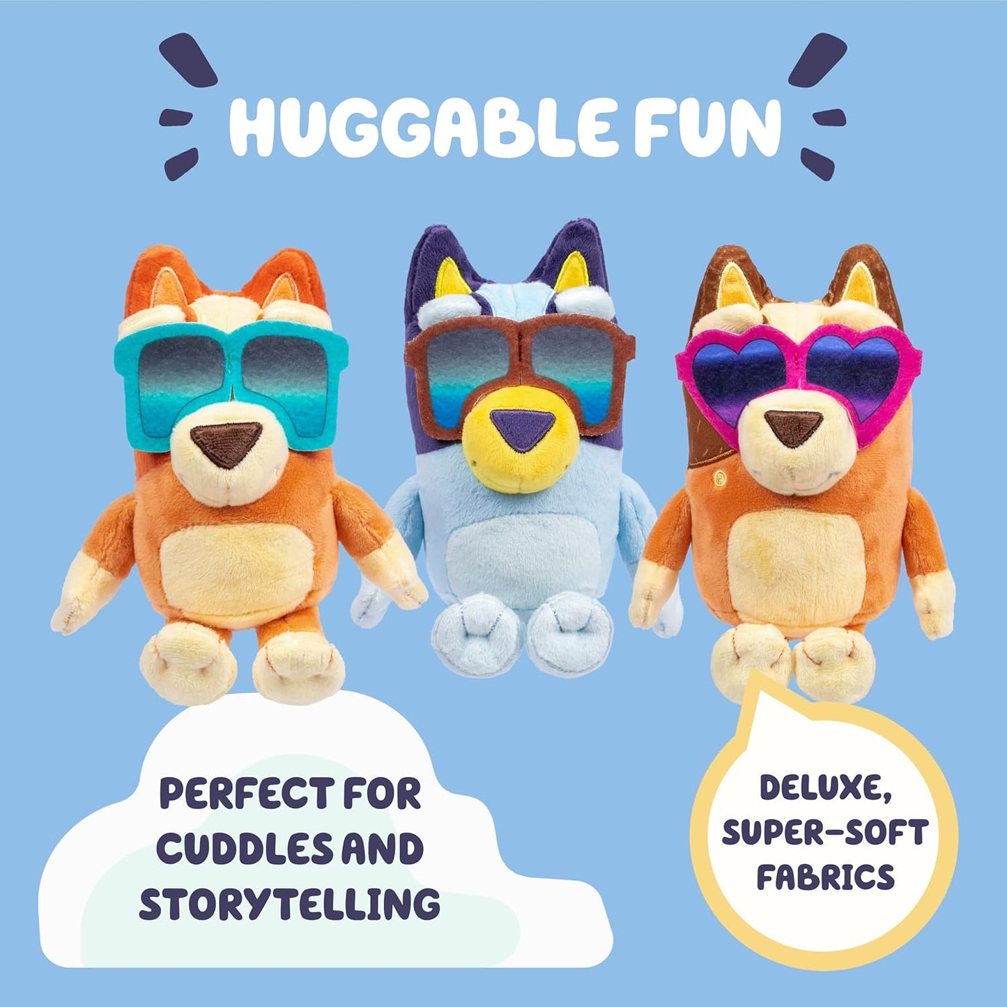 Bluey 3 peluches, 1 vehículo, 1 hoja de calcomanías