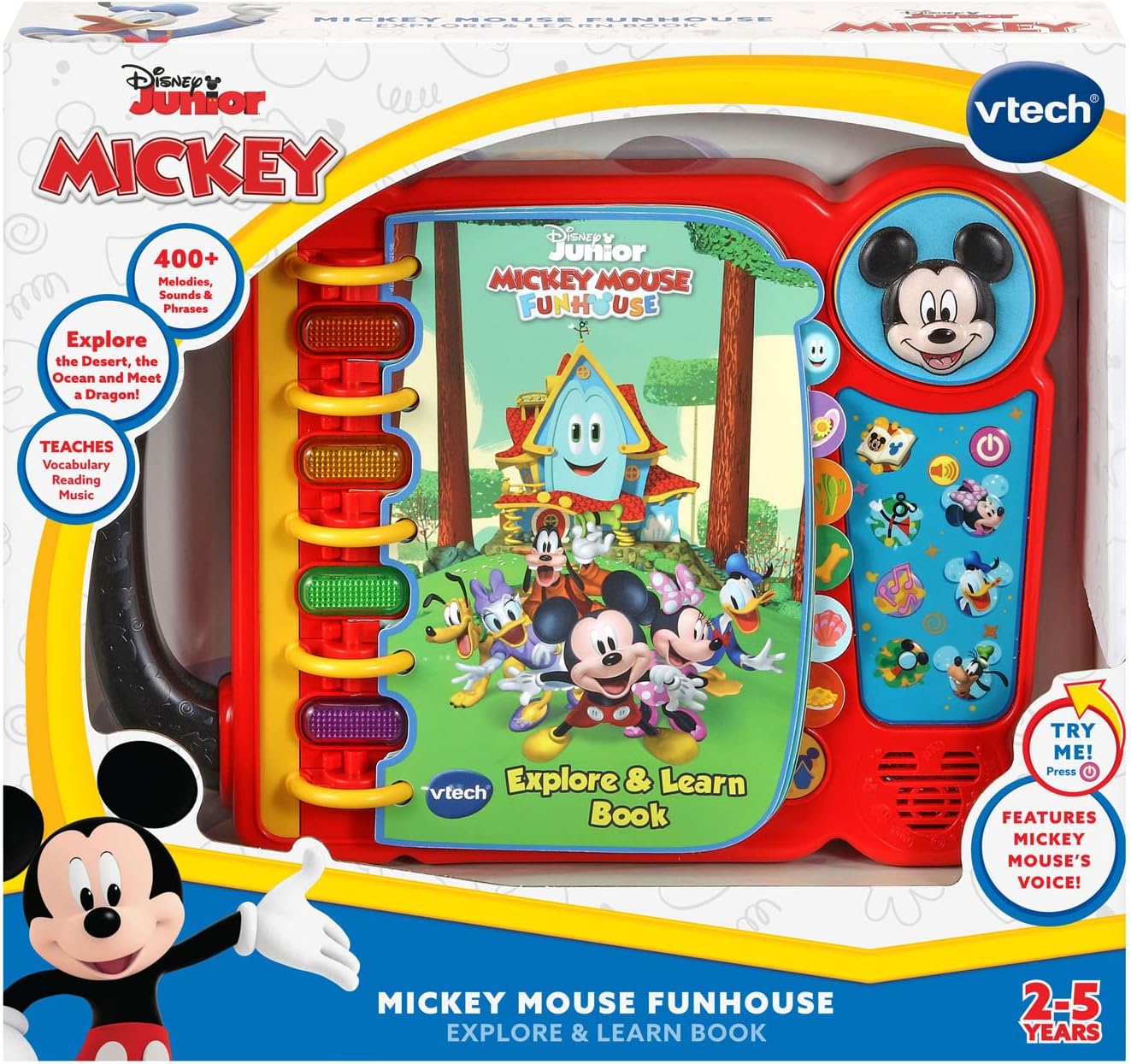 Libro para explorar y aprender de la Casa de la Diversión de Mickey Mouse de VTech