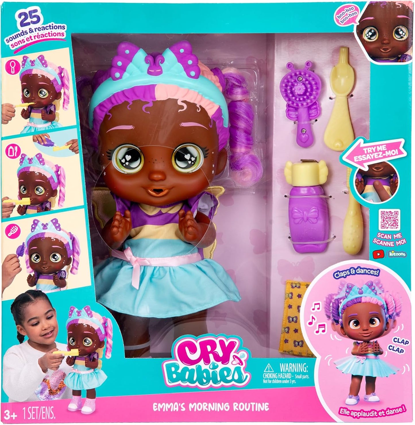 Cry Babies Emma's Morning Routine - Muñeca interactiva con más de 20 sonidos